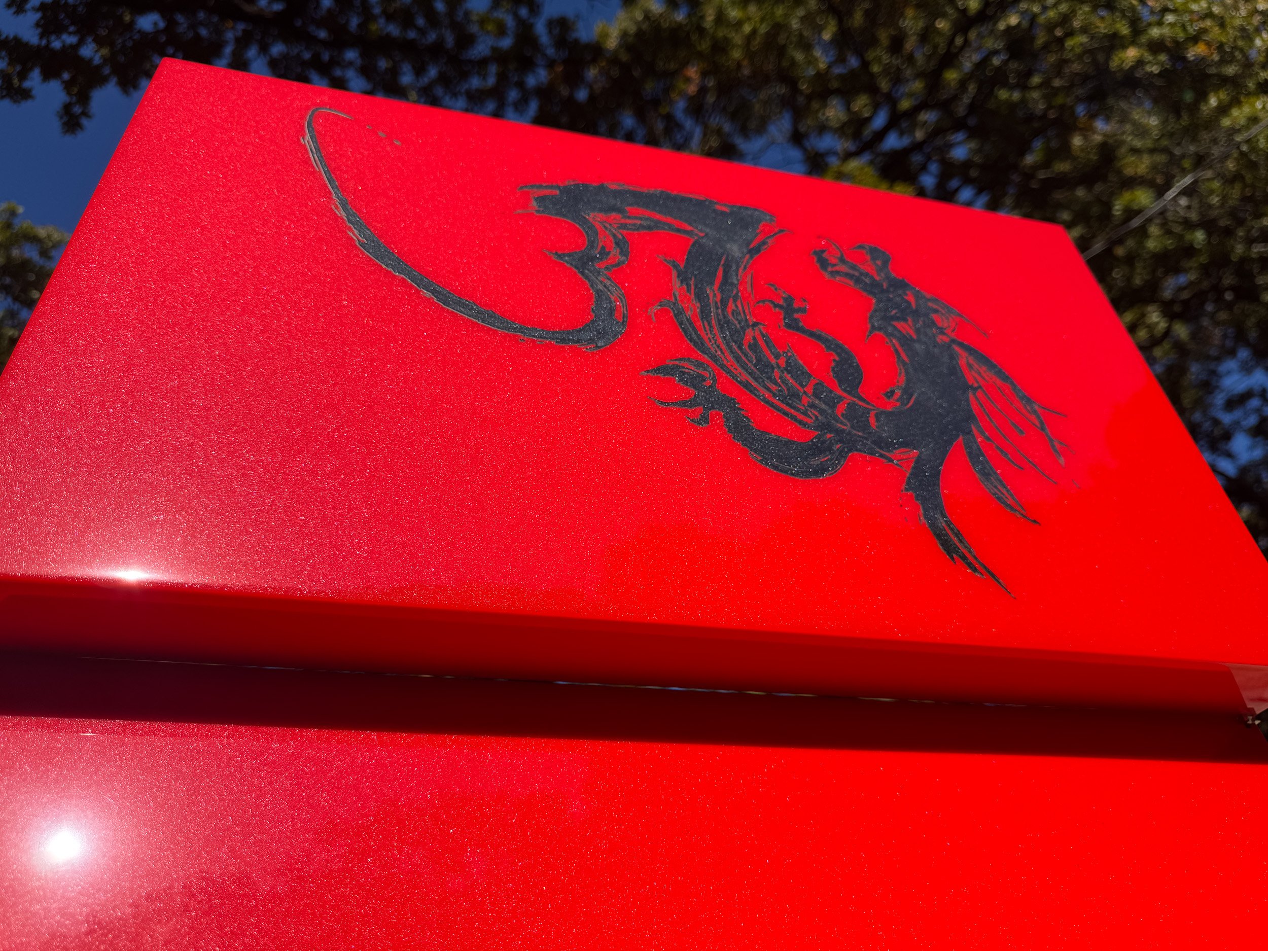 The Draconis: centient red dragon humidor rear open lid