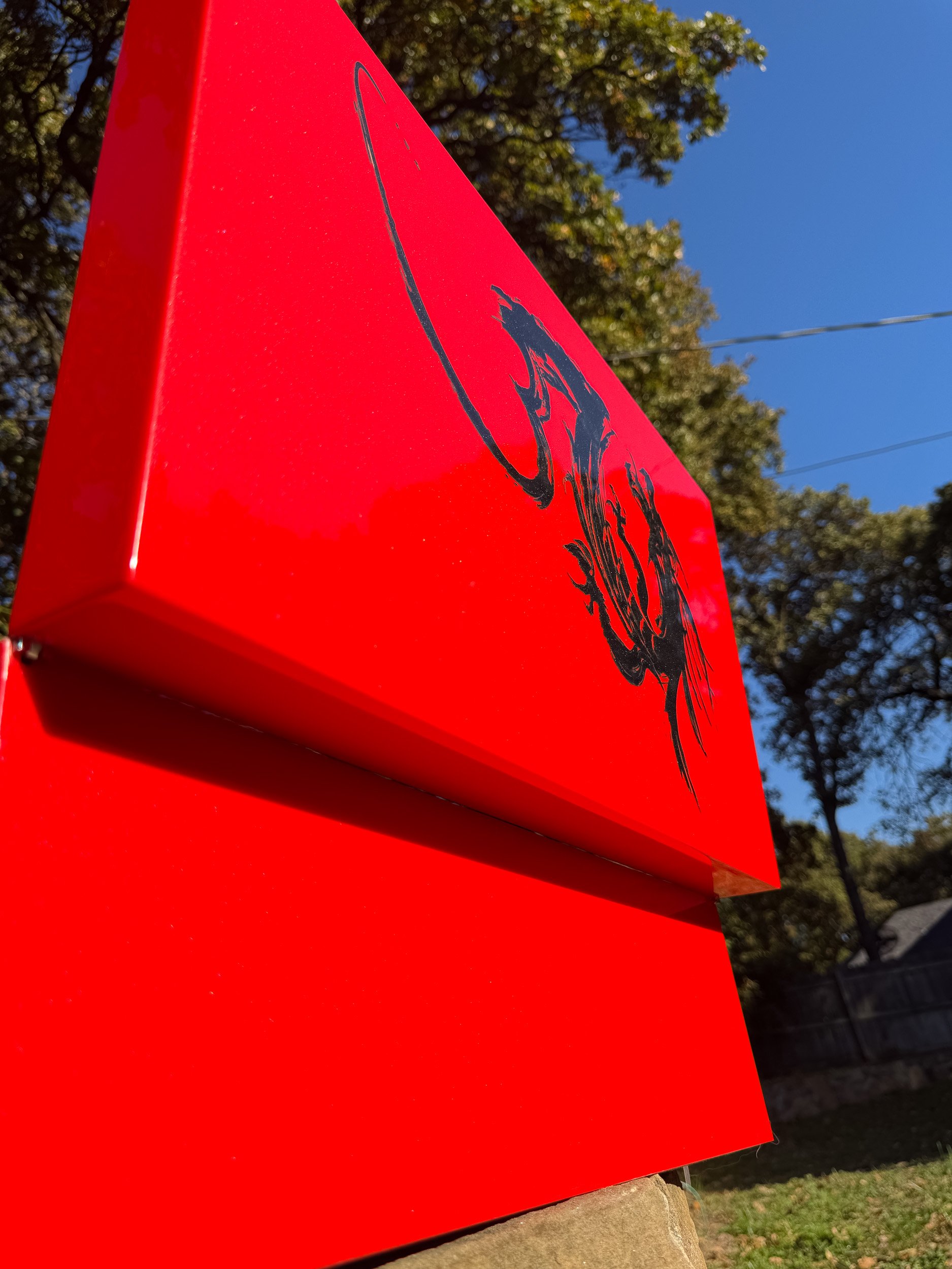 The Draconis: centient red dragon humidor open lid angled rear view